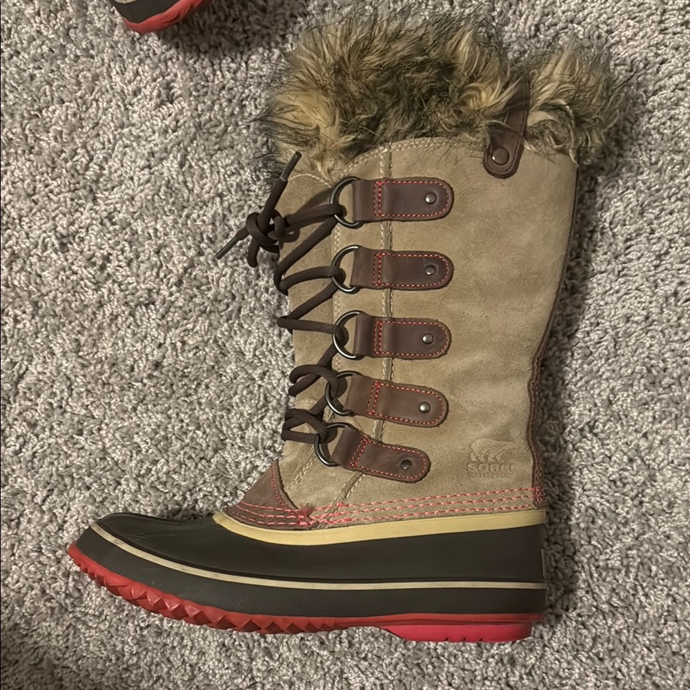 Sorel Tan and Brown Winter Boots with Fur Lining